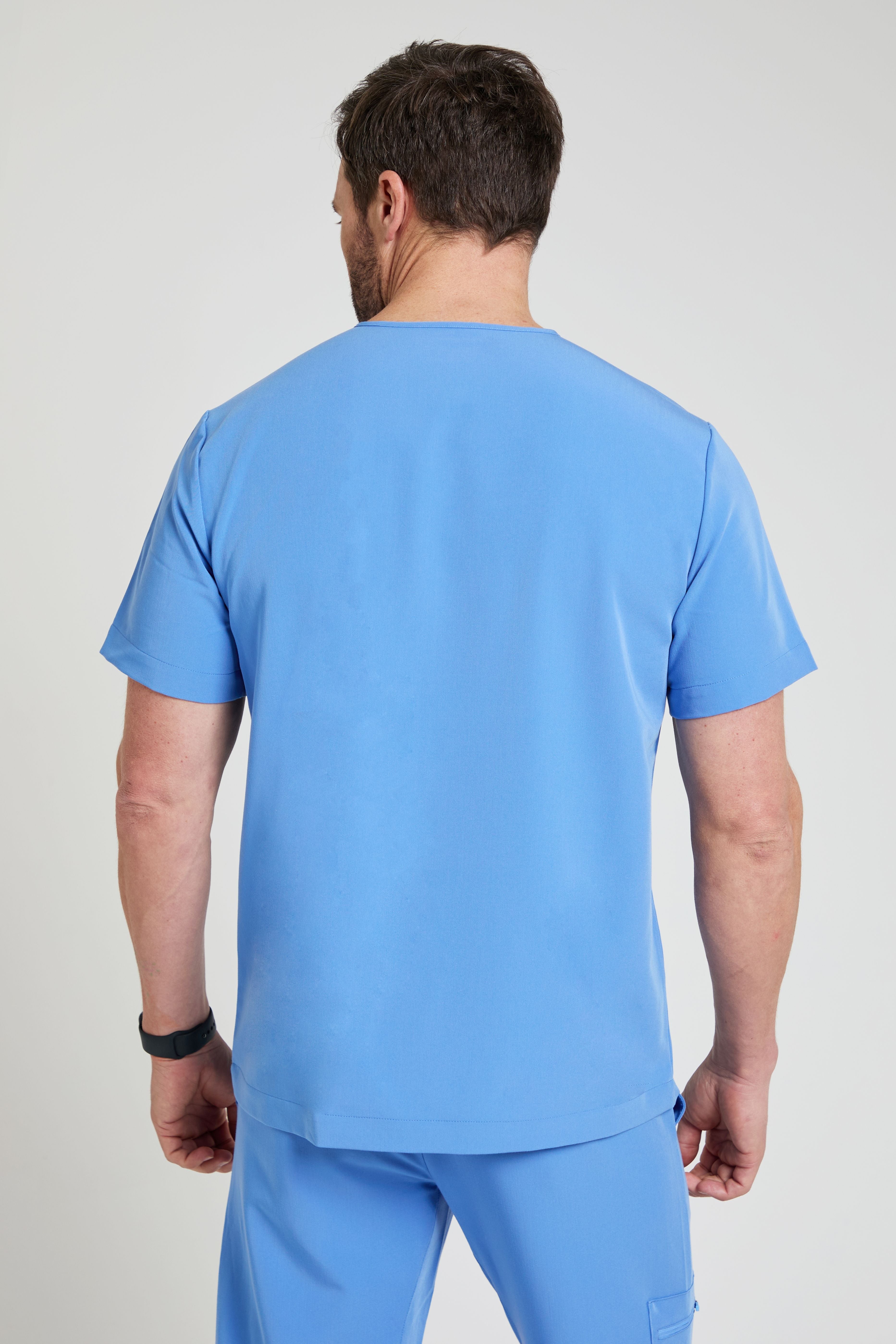 Men's Stretch Scrub Top in Ceil Blue
