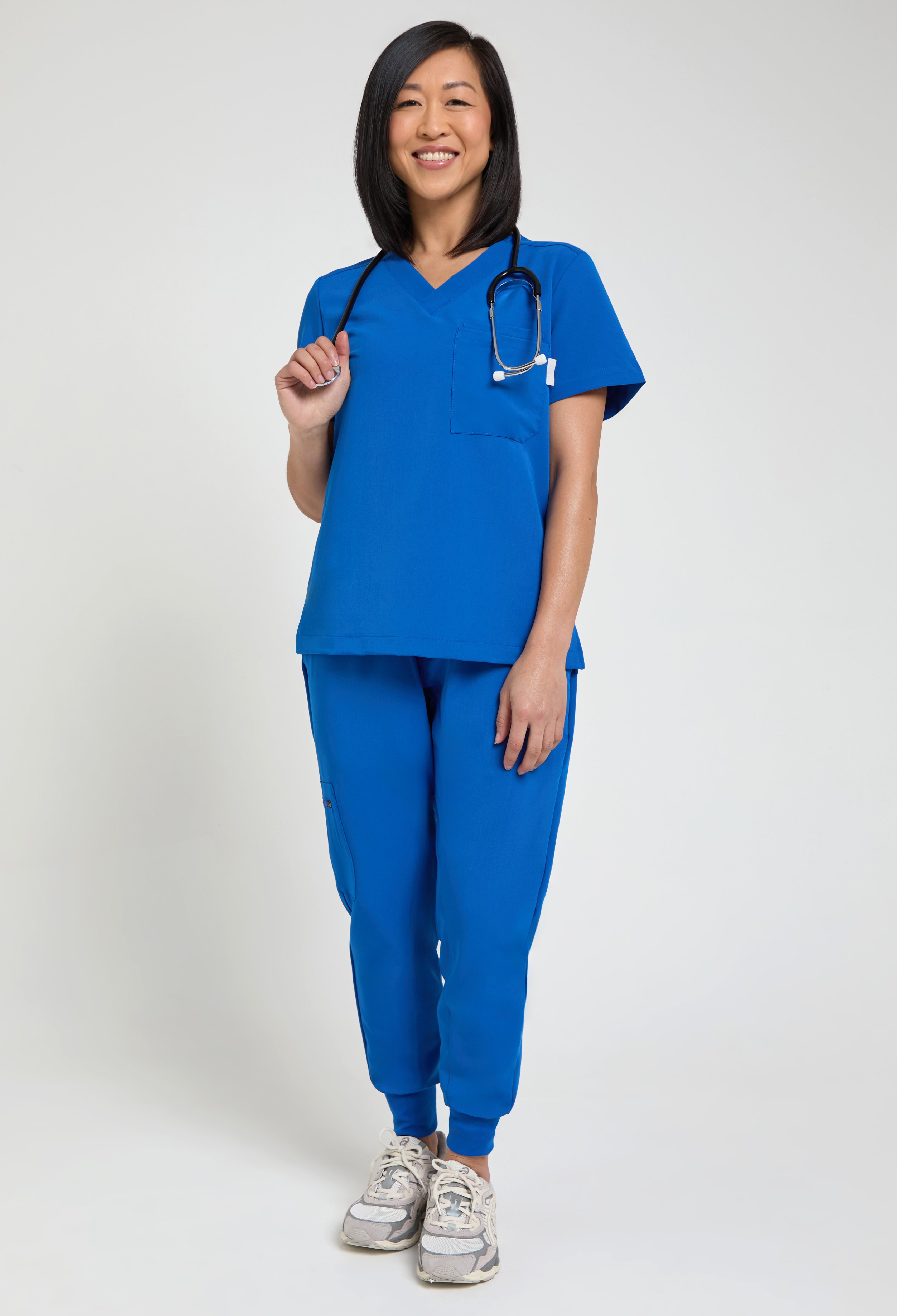 Women's Petite Scrub Top in Royal Blue