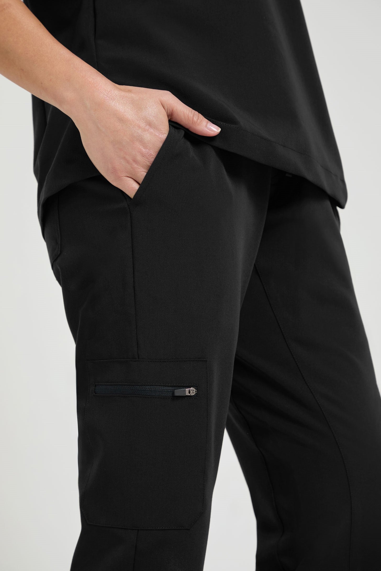 Women's Petite Black Jogger Scrub Pants