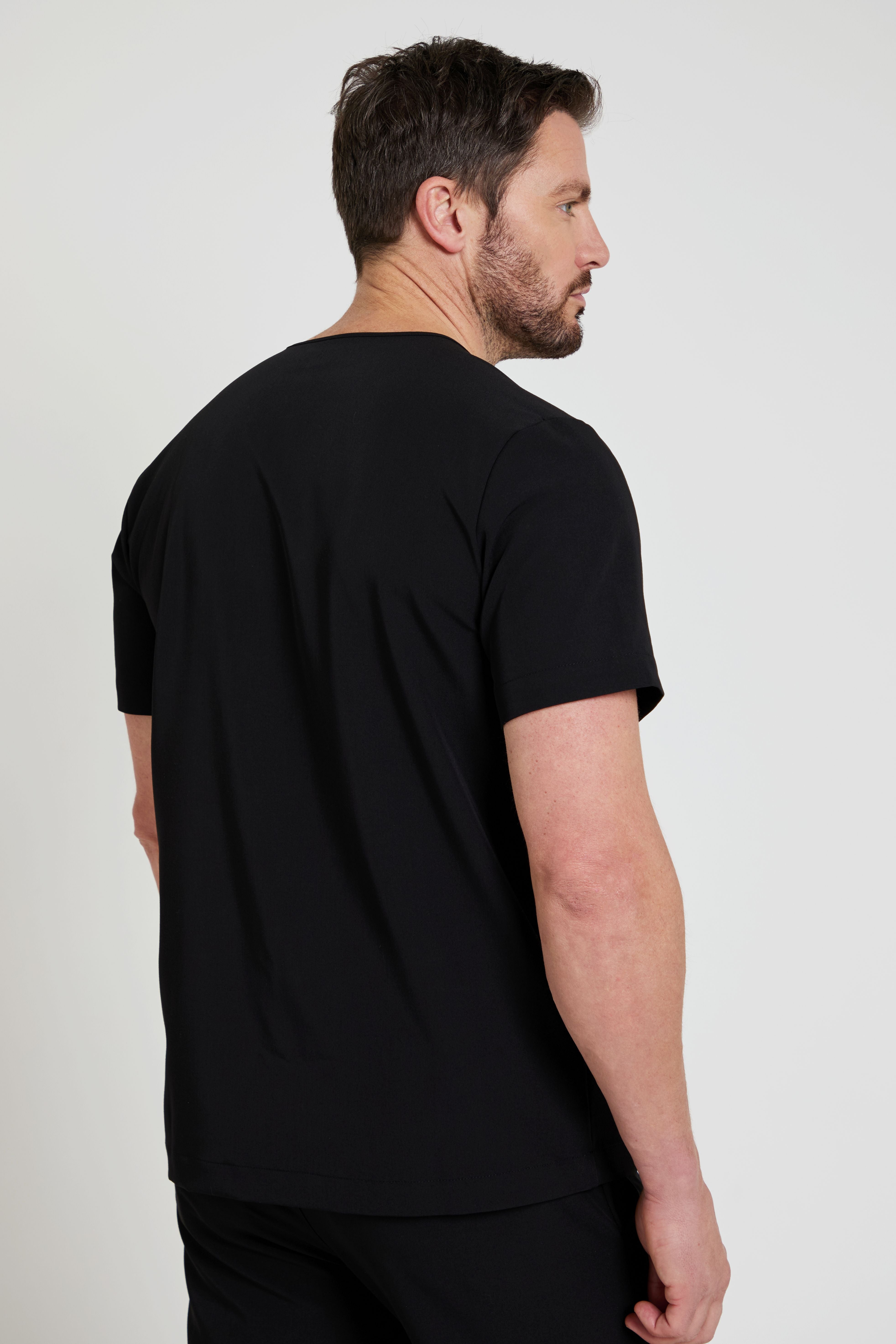 Men's Black Three Pocket Scrub Top