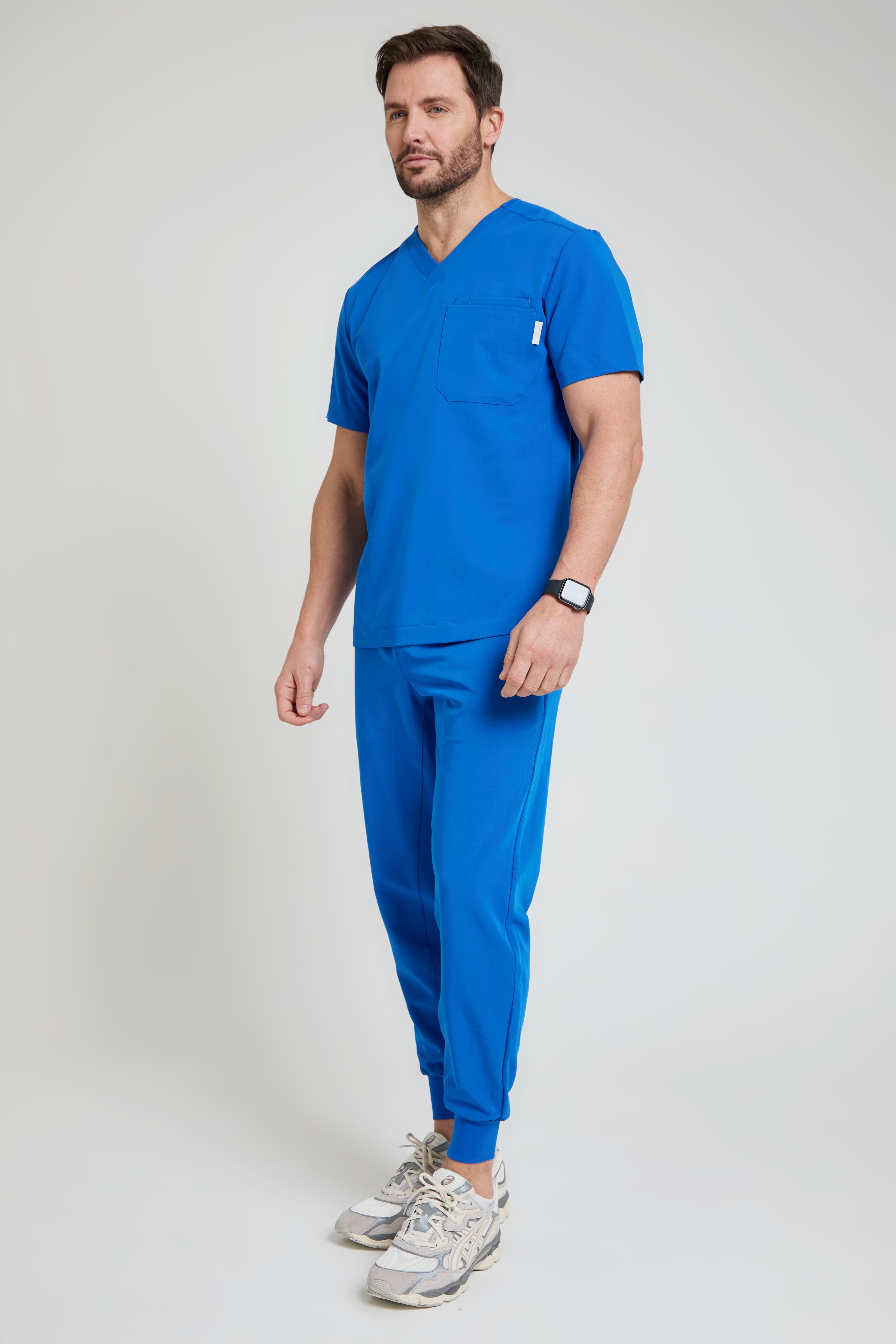 Men's Royal Blue Three Pocket Scrub Top