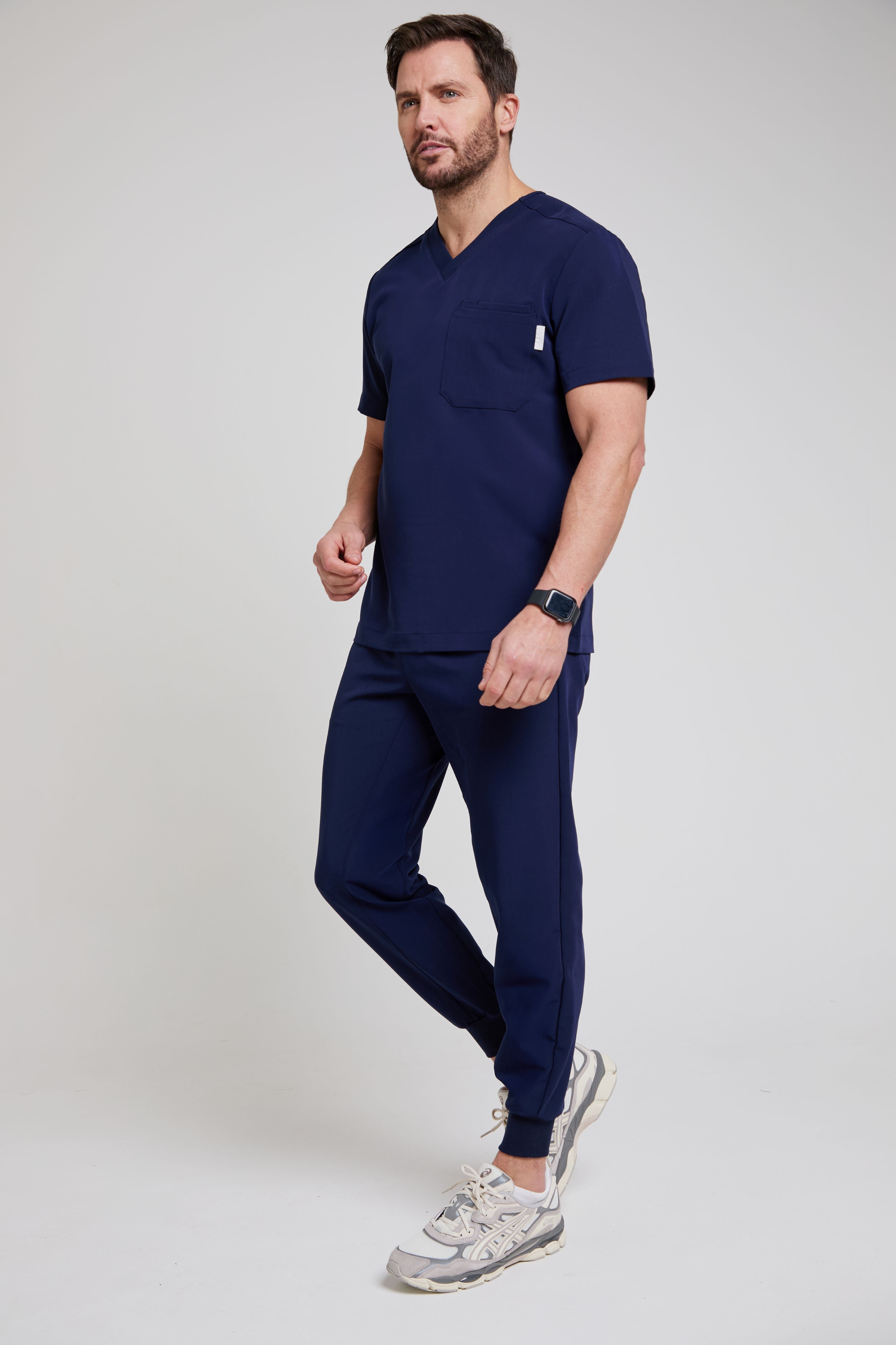 Men's Navy Three Pocket Scrub Top