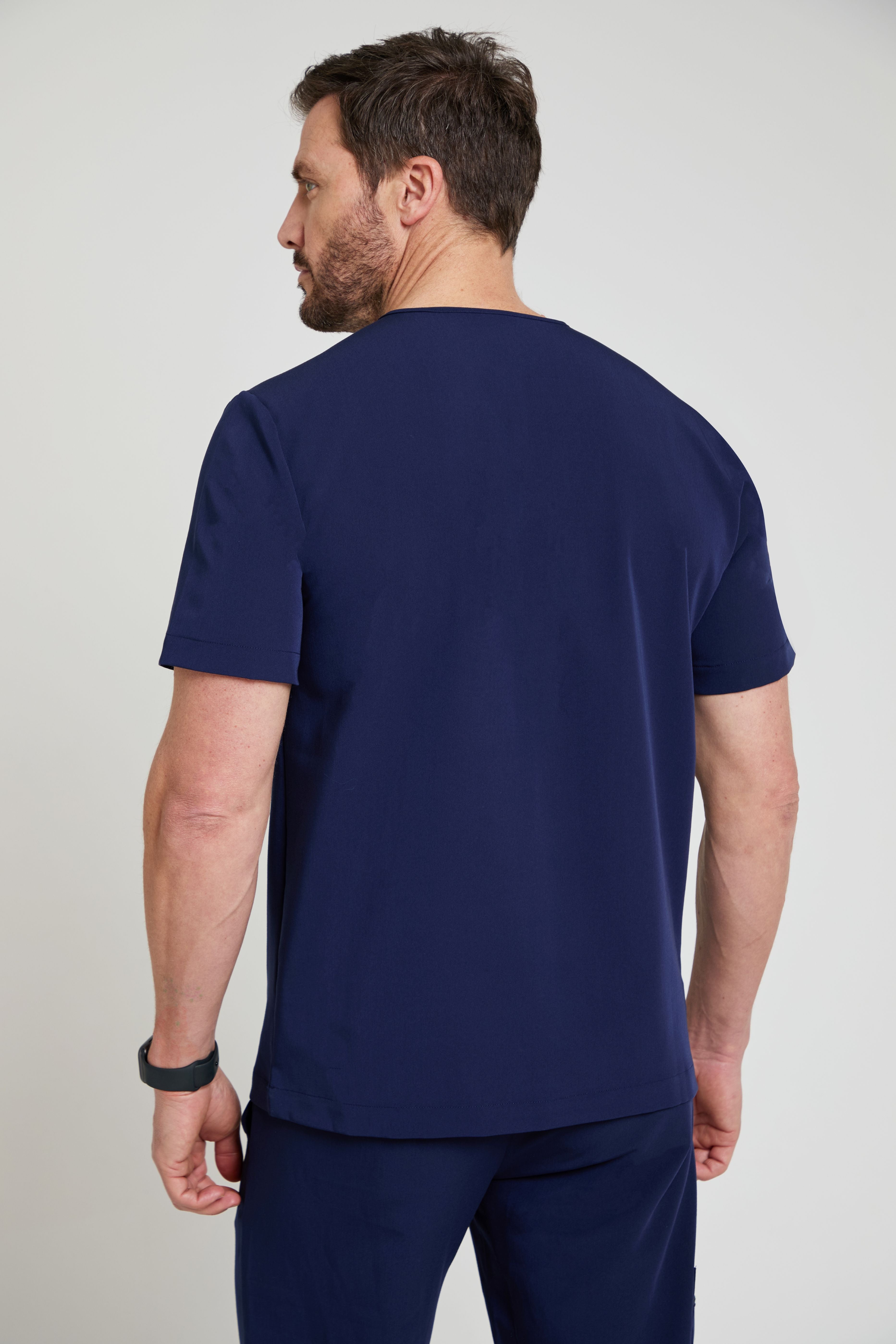 Men's Navy Three Pocket Scrub Top