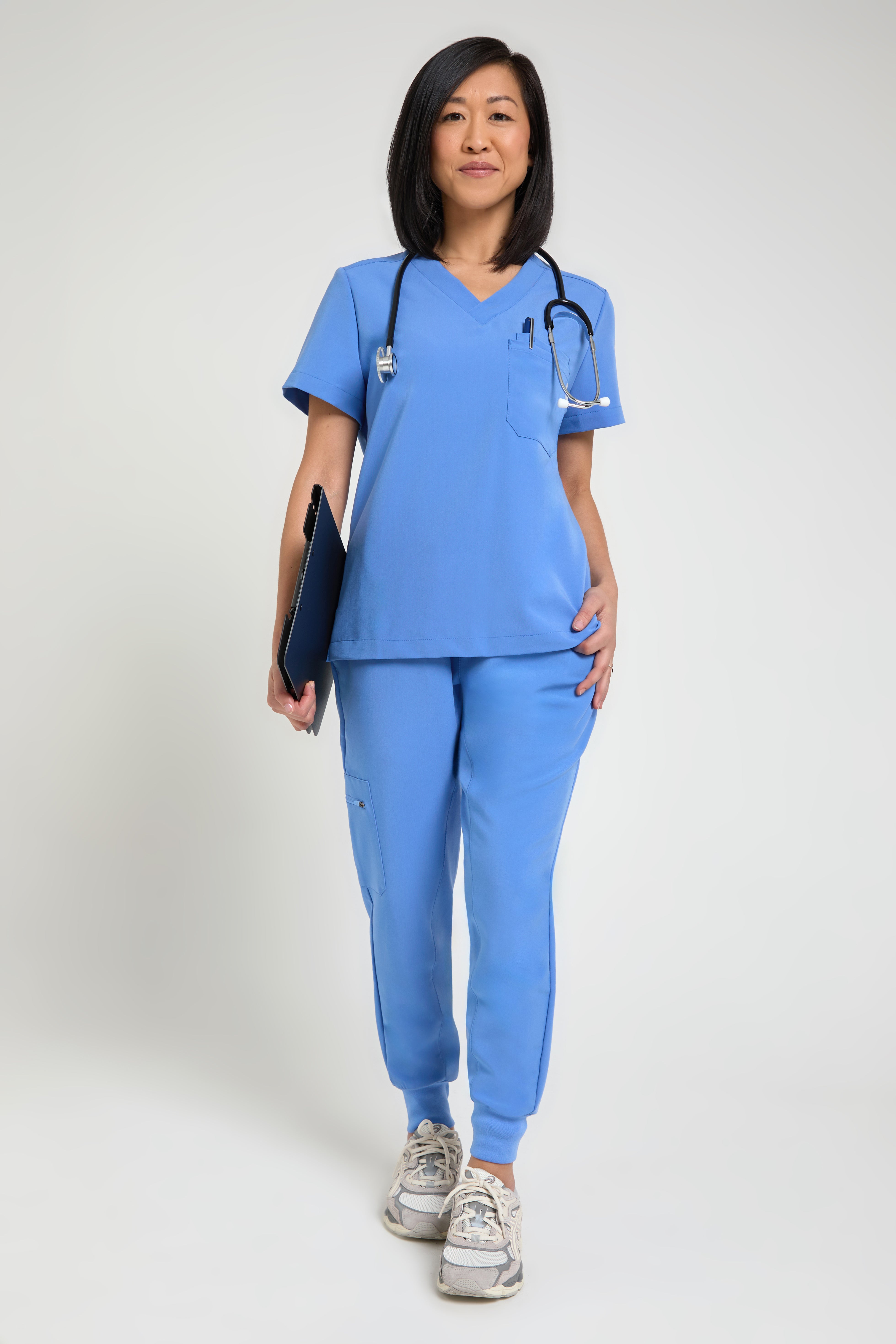 Women's Petite Ceil Blue Jogger Scrub Pants