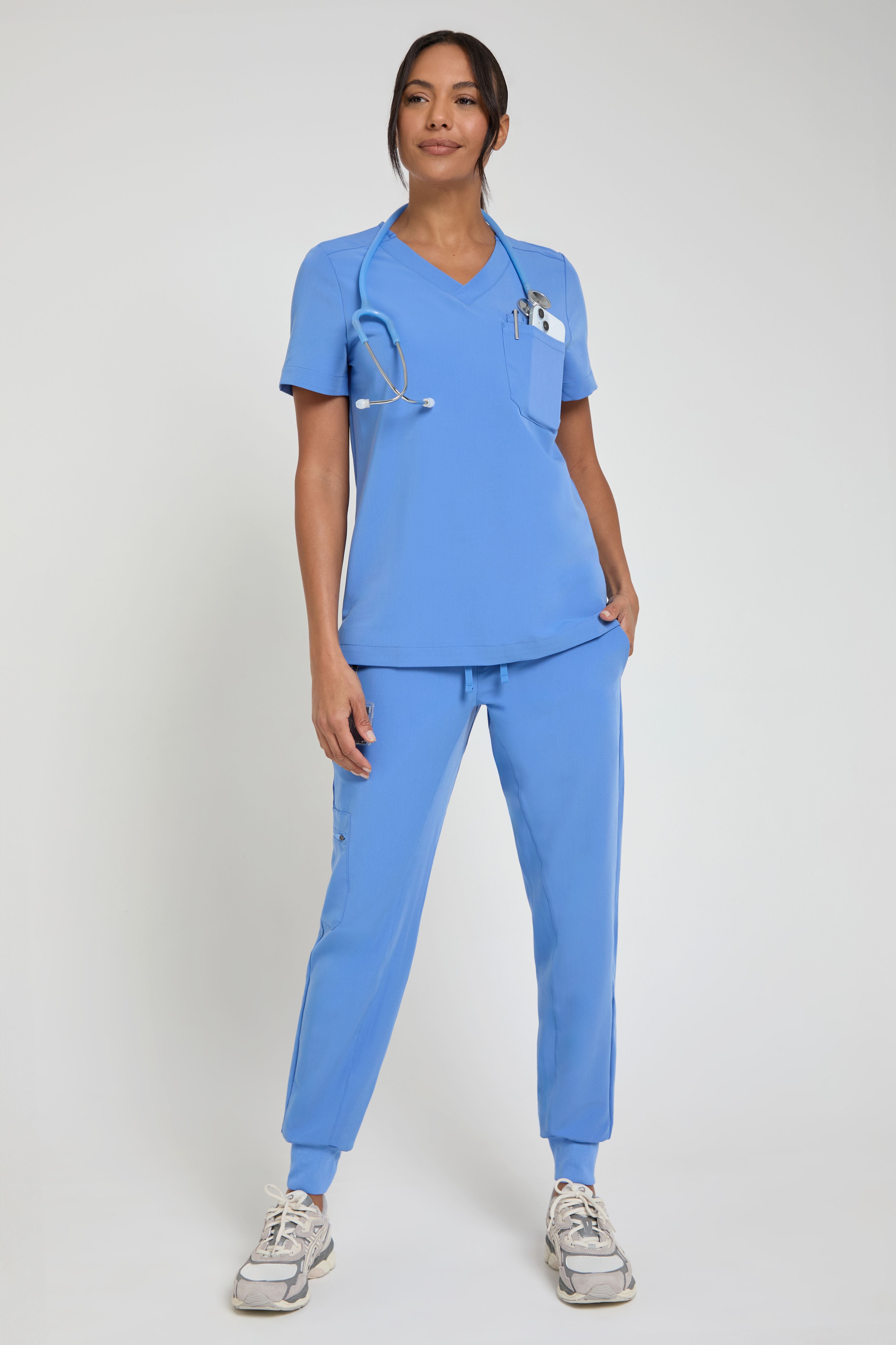 Women's One Pocket Scrub Top in Ceil Blue
