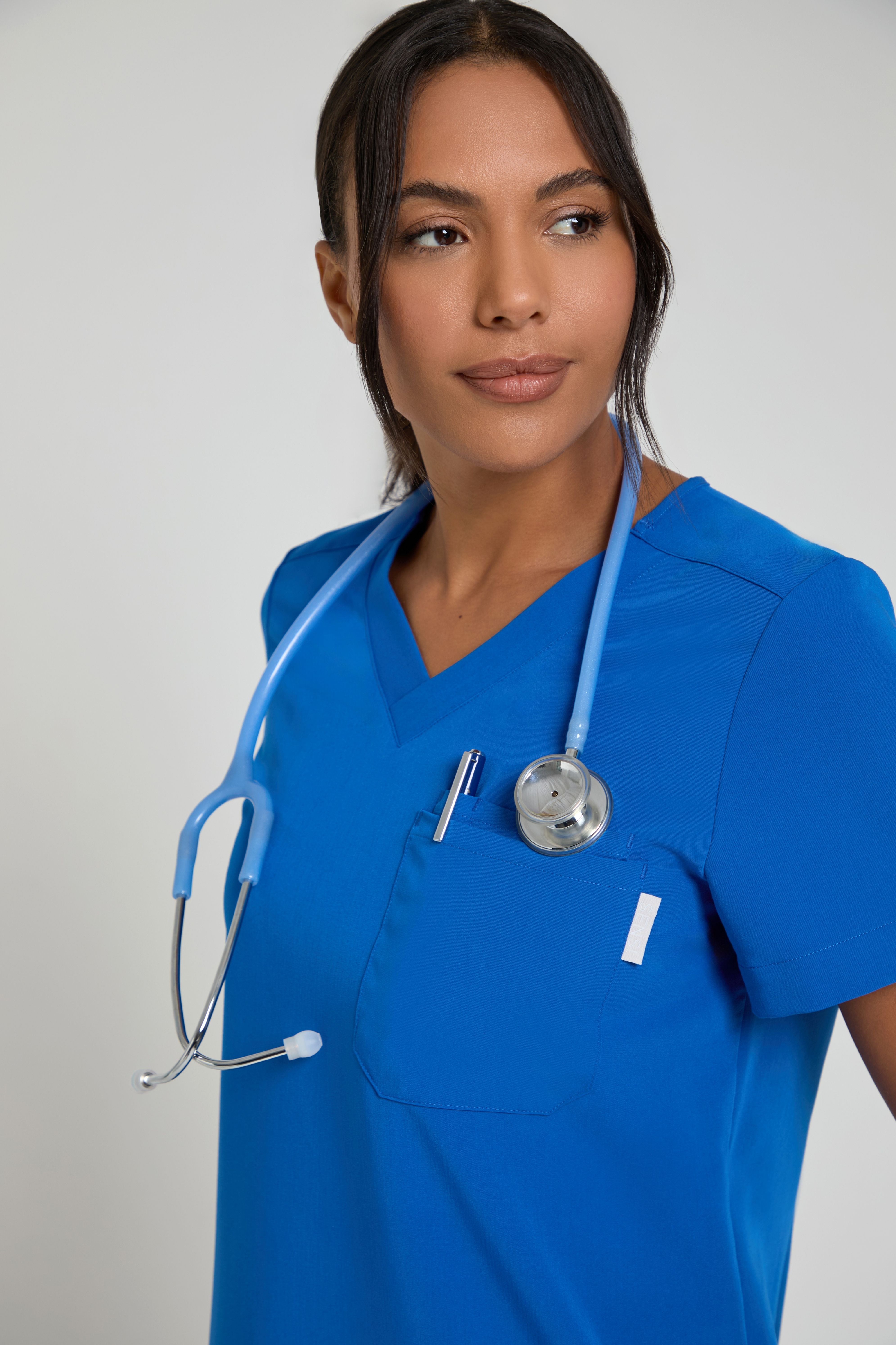 Women's One Pocket Scrub Top in Royal Blue