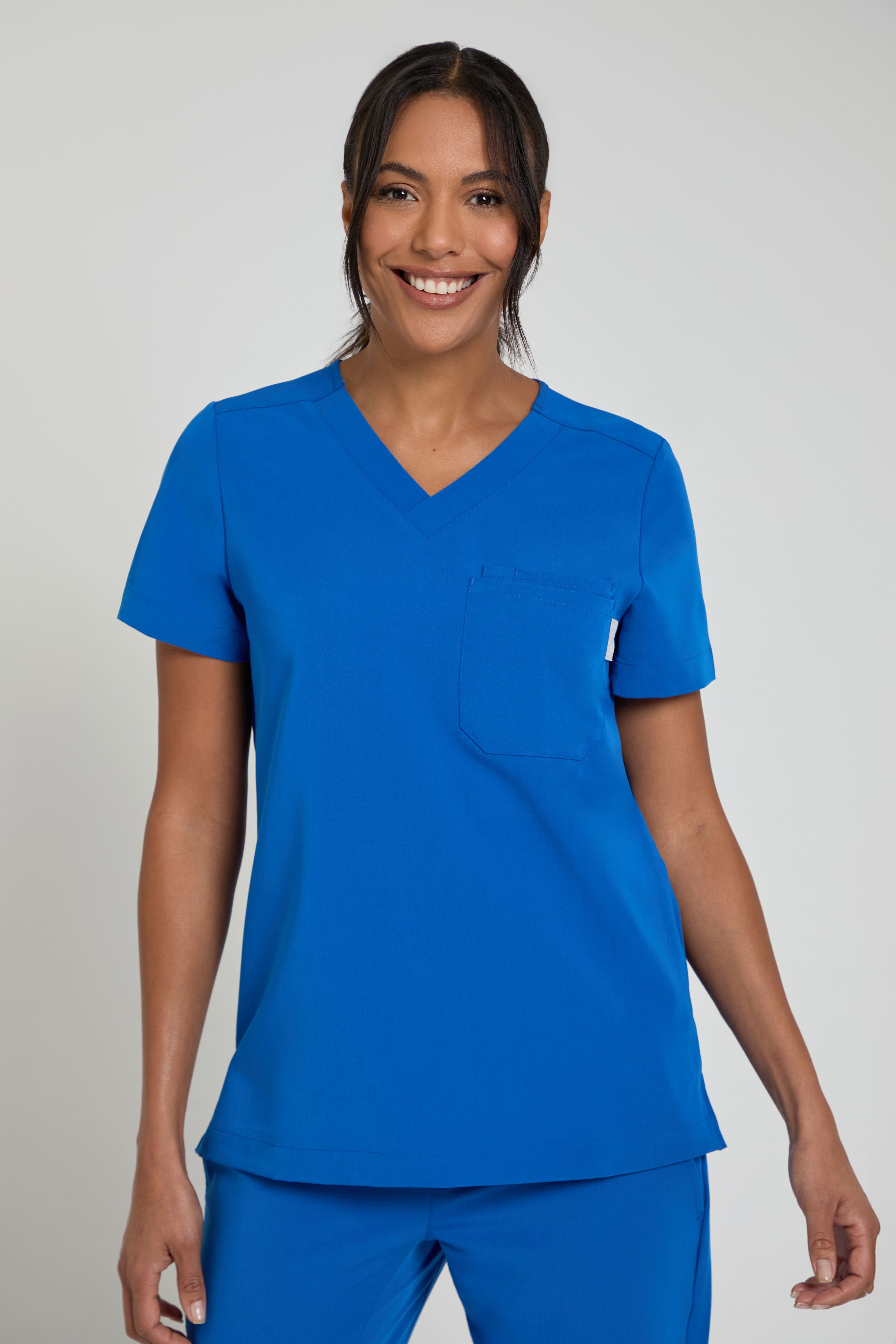 Women's One Pocket Scrub Top in Royal Blue
